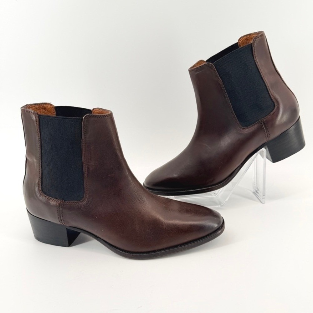 Frye Dara Leather Chelsea Ankle Boots Dark Brown 7.5B Deadstock - Picture 2 of 10